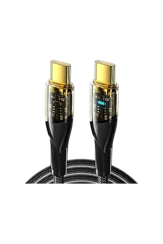 Essager 2 Metre Pd 100w Led Işıklı Süper Hızlı Type C To Type C Şarj Data Kablosu, Akım,ısı, Güçlü Kablo