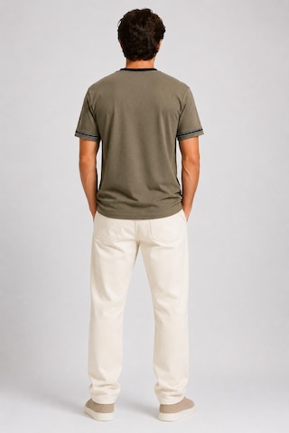 Alexandergardi Şerit Detaylı Kontrast Yaka Basic T-shirt Yeşil