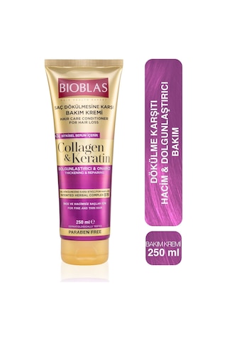 Bioblas Keratin Kolajen Saç Bakım Kremi 250 Ml - Onarıcı, Dolgunlaştırıcı, Kolay Tarama