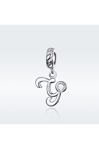 S925 Ayar Gümüş 26 İngilizce Mektup Kolye Dıy Bilezik Kolye Aksesuarları, Stil: Y Çok Renkli