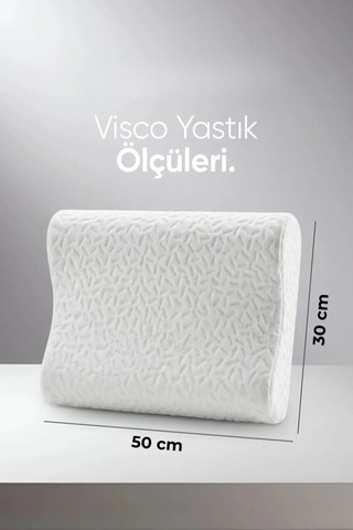 Boyun Destekli Ortopedik Visko Yastık - Boyun Düzleşmesi Beyaz