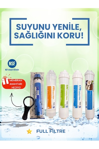 Nsf Onaylı 5'li Su Arıtma Filtresi Full Set+ Dirsek  5'Li Filtre