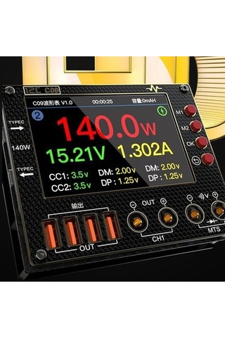 İ2c C09 Dijital Dalga Formu Ampermetresi 0-40v 8a Şarj Ve Voltaj Test Cihazı