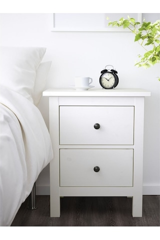 Komodin-şifonyer Hemnes Meridyendukkan Beyaz Vernik, 54x66 Cm 2 Çekmeceli