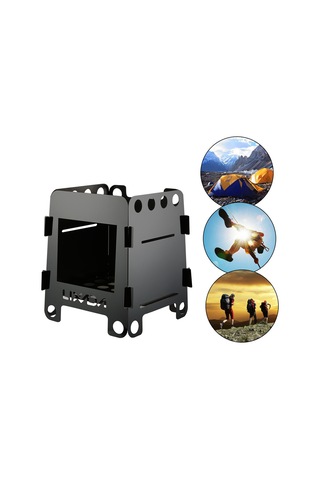 Symbee Lixada Hwl-03t 304 Paslanmaz Çelik Odunlu Kamp Fırını, Çift Yönlü Bağlantı, Hafif Ve Kompakt, Taşınabilir Çanta İle Siyah