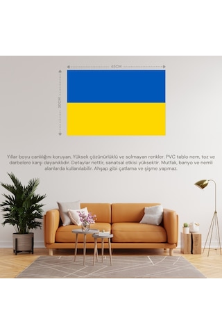 Ukrayna Ülke Bayrağı 45x30cm Duvar Tablosu Çerçevesiz Pvc Tablo