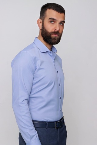 Efor Slim Fit Pamuk Saten Klasik Mavi Gömlek Gk 604 Mavi