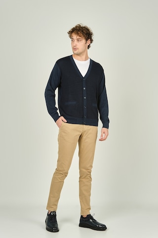 Ateş Triko Erkek Cep Detaylı V Yaka Yün Hırka 4490 Indigo Indigo İndigo