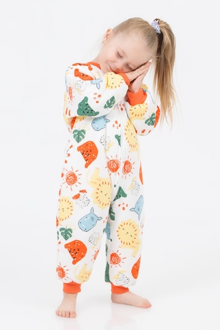 Kız Erkek Çocuk Kalın Elyaf Dolgulu 2.5 Tog Desenli Uyku Tulumu-turuncu-beyaz Turuncu - Beyaz