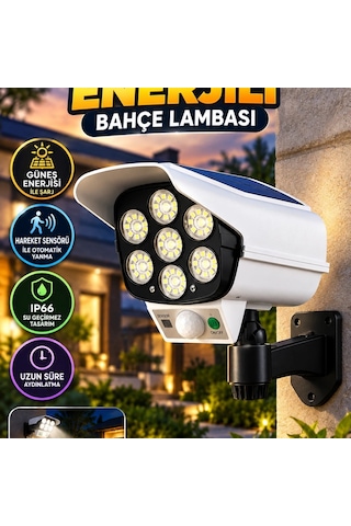 Güneş Enerjili Kamera Görünümlü Led Bahçe Aydınlatması Pır Hareket Sensörlü Ip66