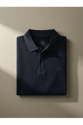 Maccali Erkek Lacivert İthal Dokulu Basic Polo Yaka Tişört