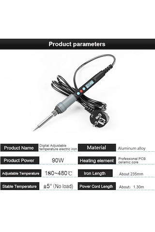 Hallow Handskıt El Skit 90W  180 480 Sabit Sıcaklık Elektrikli Havya Siyah