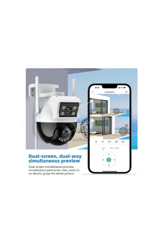 Wifi Ptz Kamera 8mp Çift Ekran Ip Kamera Dış Mekan Gece Görüşlü