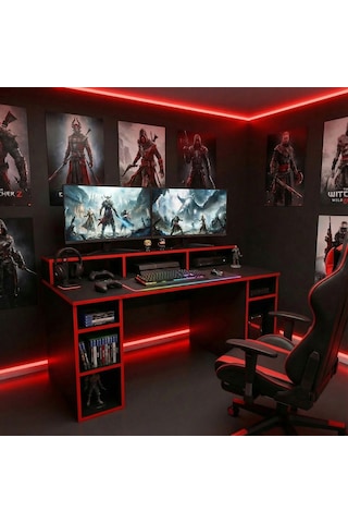 Arena Oyuncu Masası Rgb Işıklı Ledli Uzaktan Kumandalı Siyah