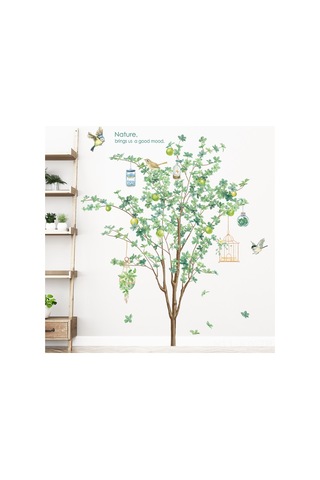 Youmex Yeşil Büyük Ağaç Desenli Nordik Stili Otomatik Yapışkan Duvar Sticker - Oturma Odası Dekorasyonu, Su Geçirmez, Kalan Iz Bırakmaz Zdb-2188 Diğer