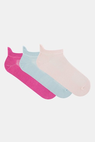 Los Ojos 3 Çift Pamuklu Kısa Boy Sneaker Çorap Mavi-fuşya-pembe