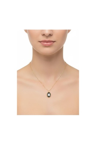 G&a Jewels - Şansın Nefesi - 925 Ayar Oksitli Yaldız Altın Kaplama Gümüş Kolye Altın - Gümüş 40+5 Cm