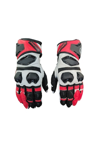 Motosiklet Eldiveni Racing Full Koruma Leather Motorcu Eldiven Kırmızı