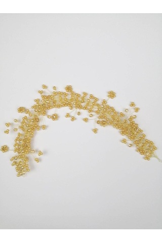 FdayAksesuar Hardal Kristal Taşlı Saç Ve Türban Aksesuarı FRDY31314