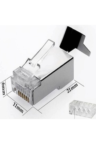 Speeduf Cat7 Metal Konnektör Rj45 Cat7 Jack + Kablo Ayraç 50lik Paket