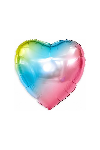 Rainbow Kalp Folyo Balon 18 İnç Doğum Günü Parti Süsü Dekorasyon Balonu Helyumlu Çok Renkli