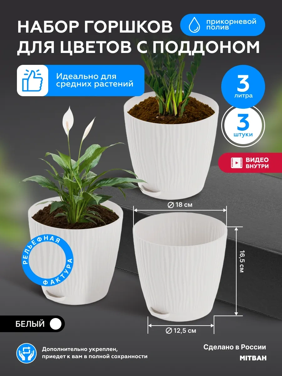 Mıtbah 3 Litrelik Saksı, Tepsiye Sahip, 3 Adet 257372490