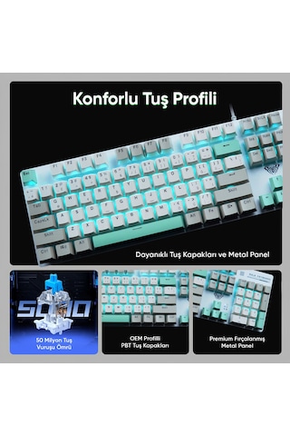Aula S500 Blue Switch Mavi Led Aydınlatmalı Makrolu Kablolu Gaming Mekanik Oyuncu Klavyesi