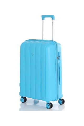 Mçs Bavul Orta Ve Kabin 2li Set Kırılmaz Silikon Valiz V305 Açıkmavi Mavi