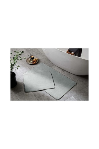 Simple 2'li Banyo Paspası Gri