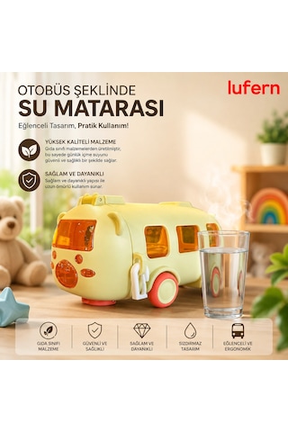 Yüksek Kaliteli Otobüs Şeklinde Su Matarası Okul Park Dışarıda Çizgi Film Uzun Ömürlü 500 Ml Çok Renkli