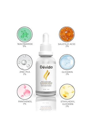 Devida Sivilce Karşıtı Siyah Nokta Akne Temizleyici Serum Elixir Series A260