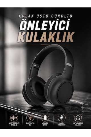 Kulak Üstü Kablosuz Bluetooth Kulaklık Gürültü Önleyici Ayarlanabilir - Lisinya