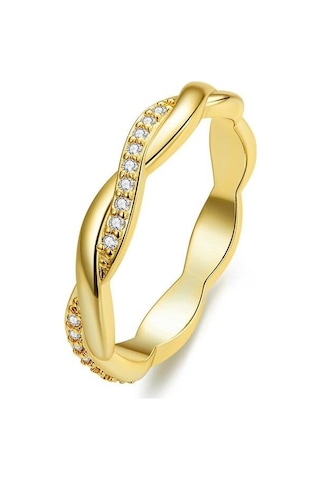 Altın Bamoer 925 Ayar Gümüş Basit Bükülmüş Yüzük Boyutu 6 7 8 9 Kadınlar İçin 14 K Altın Kaplama Sonsuzluk Band Yüzük 3 Renk Güzel Takı