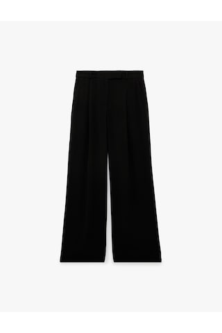 Koton Regular Fit Cepli Yüksek Bel Krep Kumaş Geniş Paça Pantolon Siyah 7wak40074uw