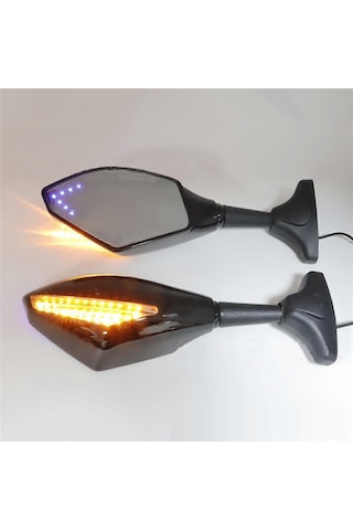 Yzf R1 R6 Fz1 Fz6 İçin Işıklı Motosiklet Led Dikiz Aynası - Parlak Ve Net Arka Görüş