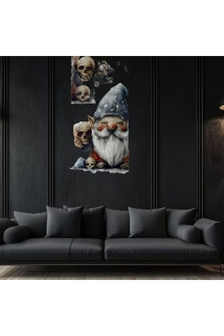 Gotik Cüce Ve Kafatası Duvar Sticker Seti Çok Renkli