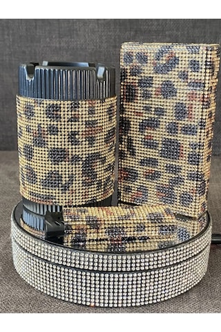 Gold Leopar Sigara Kutusu Küllük Ve Çakmak Seti Gold - Siyah