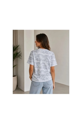 Butik İstanbul Batik Desenli Tişört Bisiklet Yaka Kısa Kol Regular Fit T-shirt - Gri