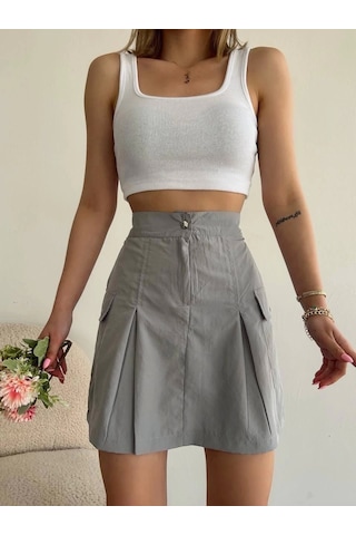 Cepli Paraşüt Etek Gri