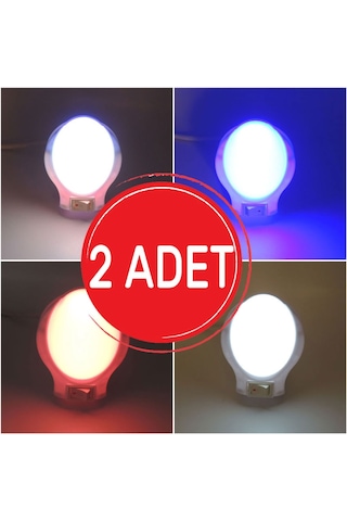 Ufo Led Gece Lambası 0,5W Tasarruflu Işıklı Fişli Düğmeli 2 Adet(497527289) Çok Renkli