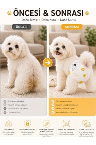 Busstier Dişi Köpek Külot Bezi Regl Dönemi İdrar Kaçırma Önleyici Süper Emici Pet Bezi 10 Adet Xxs Xs S M L Xl 26-55 Cm S 30-49 Cm