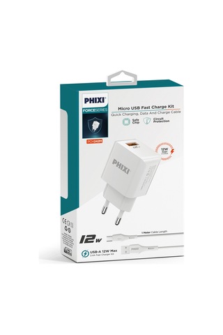 Phixi Force Pch242m Akım Korumalı 2.1a Micro Usb Kablolu Şarj Cihazı