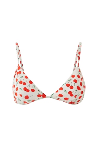 Good American Çarpıcı Kiraz Desenli Bikini Üstü Beyaz