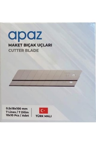 Apaz Maket Bıçağı Yedeği 18 Mm 100'lü Paket
