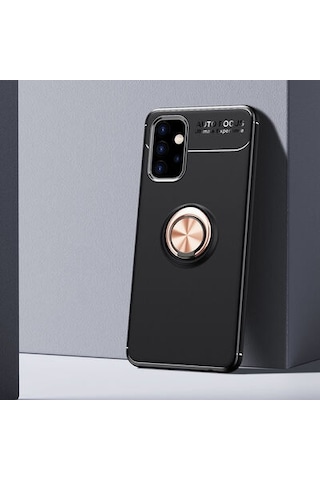 Samsung Uyumlu Galaxy A32 5g Kılıf Yüzüğü Stant Ve Araç Tutucu Olabilen Şık Esnek Premium Silikon Kapak Ryc/ravel Siyah - Rose Gold