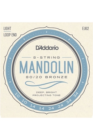 D'addario Ej62 80/20 Bronze Mandolin Strings. Light Takım Tel Man