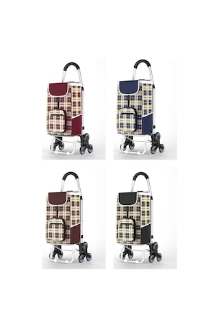 Ses Yapmaz 3 Tekerlekli Su Geçirmez Çantalı Alüminyum Gövdeli Lüks Pazar Arabası Karışık Renk