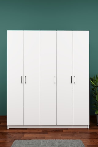 Asra Trend Vestiyer & Portmanto V-09 %100 MDF 5 Kapaklı Geniş Ayakkabılık Beyaz