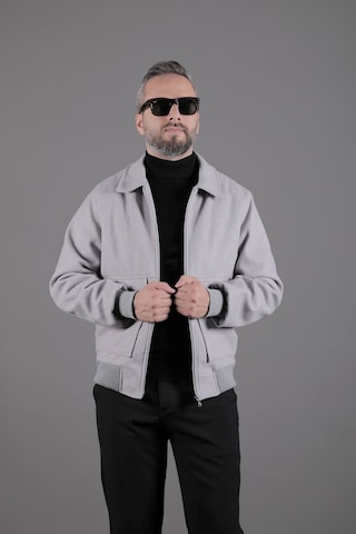 Ohepmoda Torba Cepli Ribanalı Erkek Kaşe Kaban Mont Gri