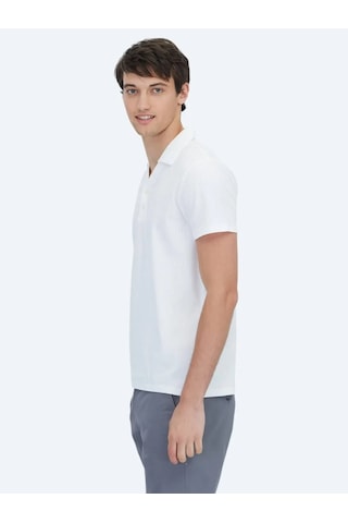 Kip Beyaz Polo Yaka %100 Pamuk T-shirt Beyaz